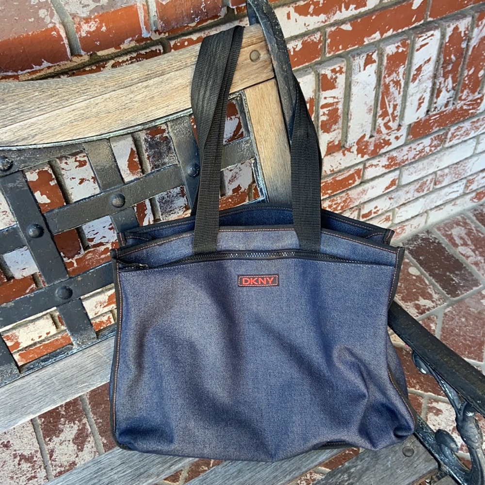 DKNY denim laptop tote